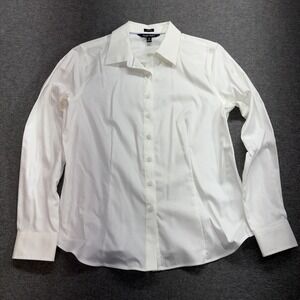 Ellen Tracy Women's Button Long Sleeve Shirt Blouse Size Medium White Non-Iron